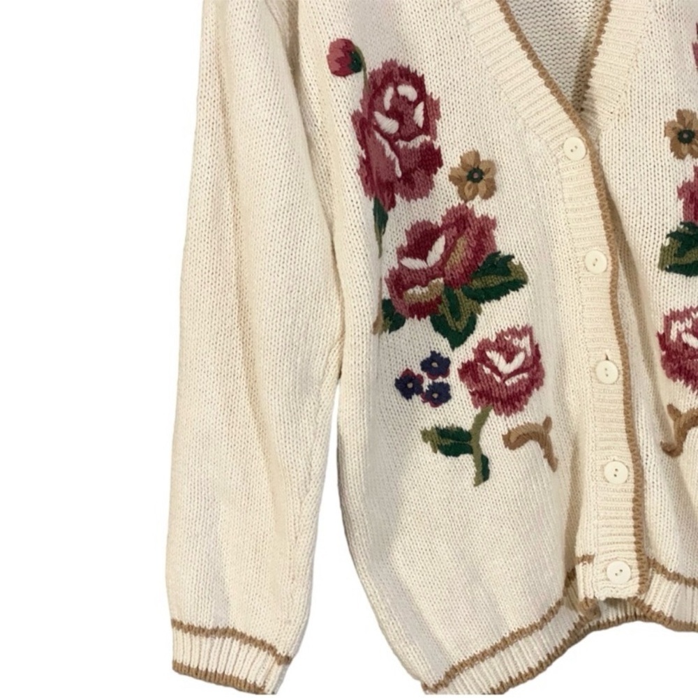 Vintage 90’s Cottagecore Floral Cardigan Sweater Oversized Slouchy S Whimsical - Picture 9 of 10